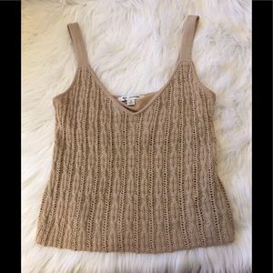 ST. JOHN Sheer Cable Knit Cropped Tank/Camisole